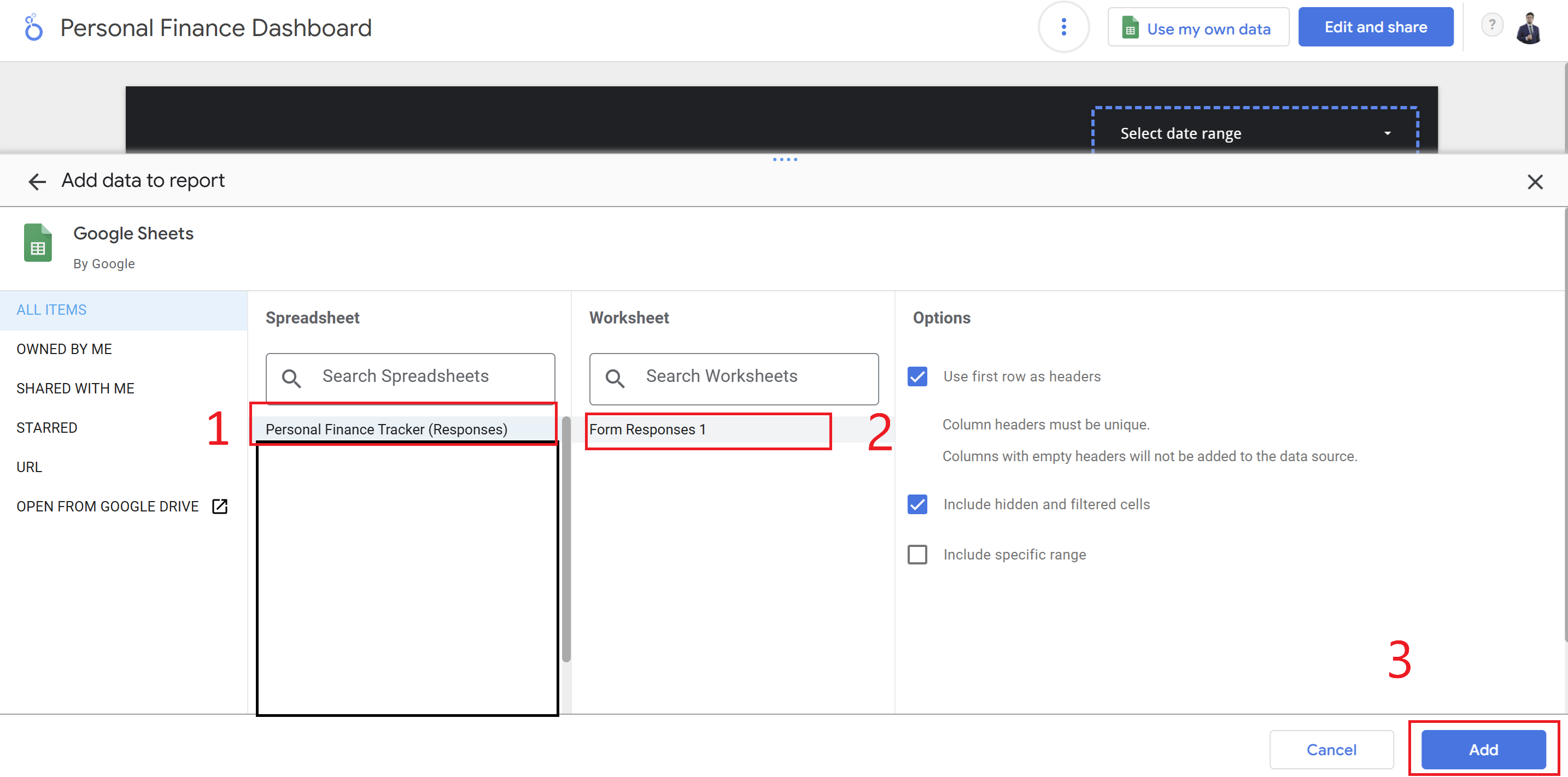 Link to sheet step